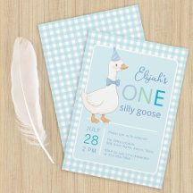 One Silly Goose Blue Boy First Birthday Party Hat 