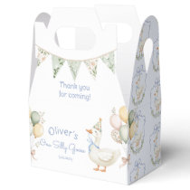 One Silly Goose Blue Sage Boy 1st Birthday Favor Boxes