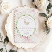 One Silly Goose Pink Floral 1st Birthday Invitation