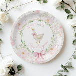 One Silly Goose Blush pink Bow Girl 1st Birthday  Paper Plates<br><div class="desc">One Silly Goose Blush pink Bow Girl 1st Birthday Paper Plates
Matching items are available.</div>