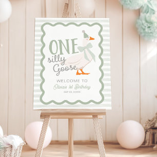 One Silly Goose Bow 1st Birthday Welcome Sign