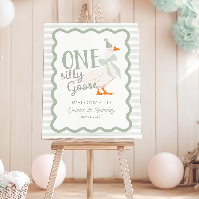 One Silly Goose Bow 1st Birthday Welcome Sign (Creator Uploaded)