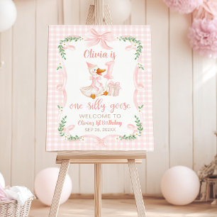 One Silly Goose Bow 1st Birthday Welcome Sign