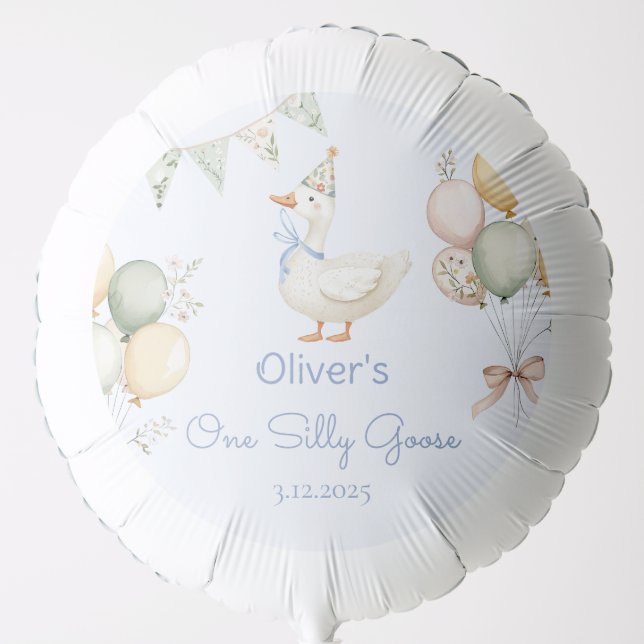 One Silly Goose Boy 1st Birthday Balloon (Front)