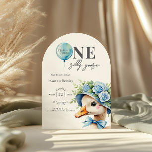 One Silly Goose Boy 1st Birthday  Invitation