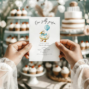 One Silly Goose Boy 1st Birthday Invitation