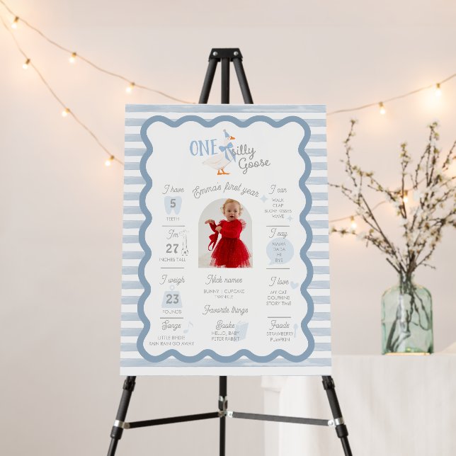 One Silly Goose Boy 1st Birthday Milestone Sign (In Situ (Stand))