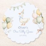 One Silly Goose Boy 1st Birthday Paper Coaster<br><div class="desc">One Silly Goose Boy 1st Birthday Paper Coaster
Matching items are available.</div>