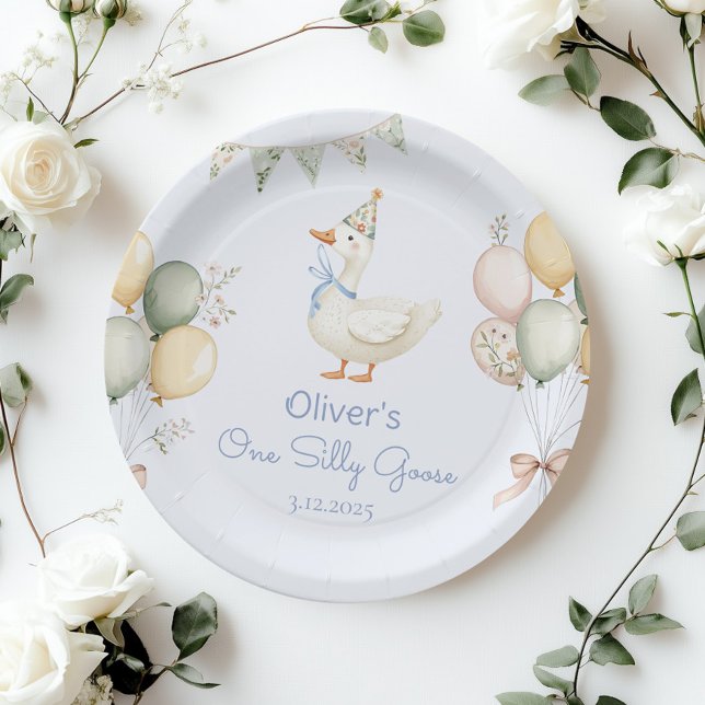 One Silly Goose Boy 1st Birthday Paper Plates (Creator Uploaded)