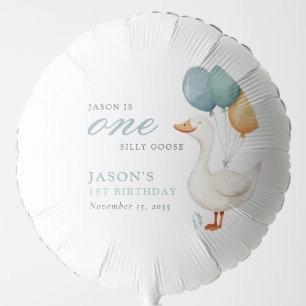 One Silly Goose Boy 1st Birthday Party Balloon