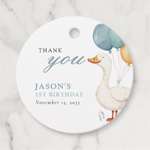One Silly Goose Boy 1st Birthday Party Favor Tags