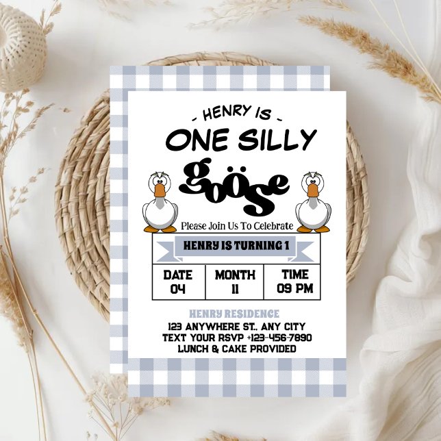One Silly Goose Boy 1st Birthday Party Invitation (Creator Uploaded)