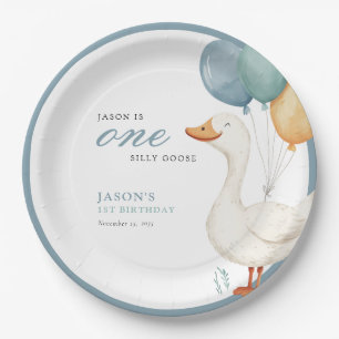One Silly Goose Boy 1st Birthday Party Paper Plate