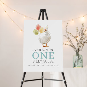 One Silly Goose Boy Blue 1st Birthday Welcome Foam Board