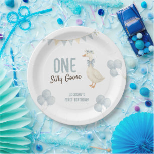 One Silly Goose Boy First Birthday Paper Plates
