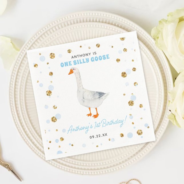 One Silly Goose Boys 1st Birthday Napkins (Creator Uploaded)