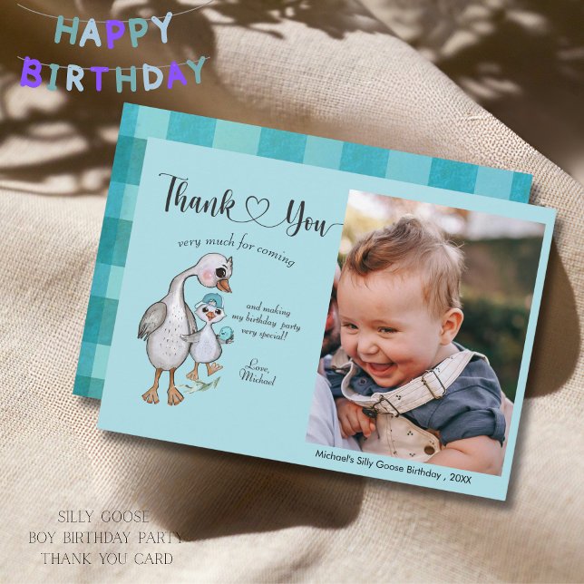 One Silly Goose Boy's Photo Thank You Card (One Silly Goose Boy's Photo Thank You Card)