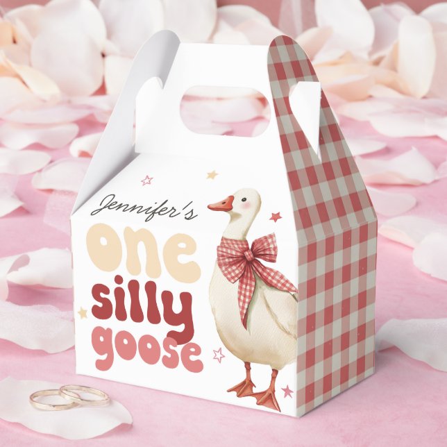 One Silly Goose Christmas Bow 1st Birthday Favor Boxes (Wedding)
