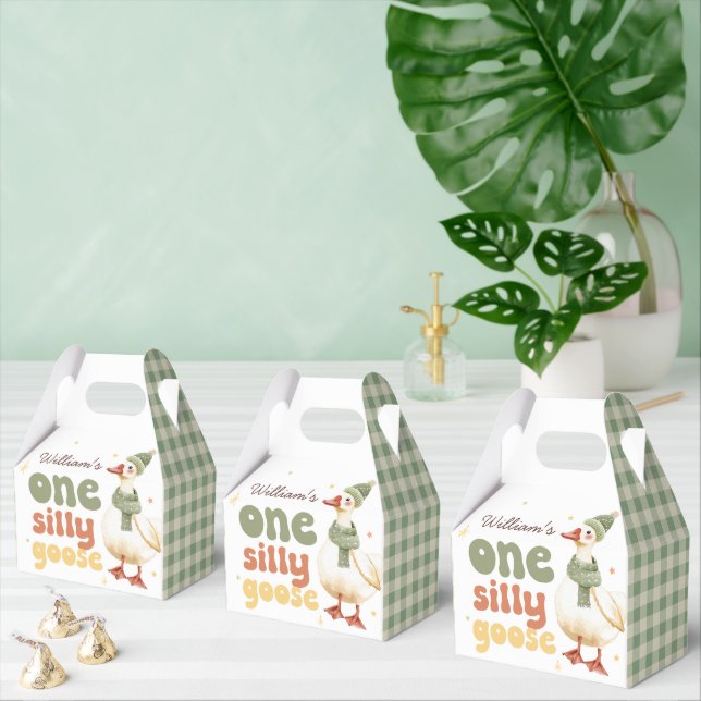One Silly Goose Christmas Green 1st Birthday Favor Boxes (Multiple)
