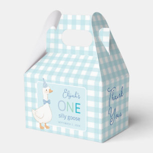 One Silly Goose Cute Blue Boy First Birthday Party Favor Boxes