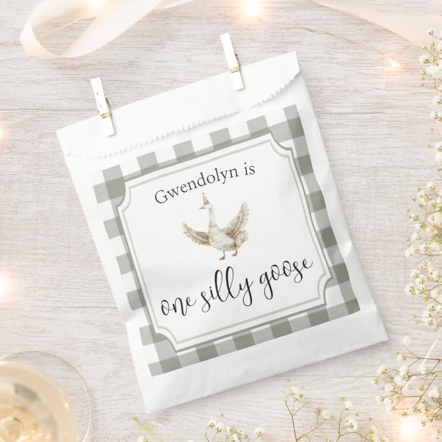 ONE Silly Goose Cute Kid's 1st Birthday Party Favor Bag (Clipped)