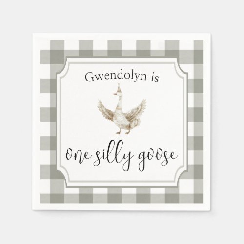 ONE Silly Goose Cute Kids 1st Birthday Party Napkins