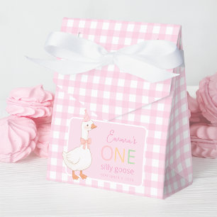 One Silly Goose Cute Pink Girl 1st Birthday Party Favor Boxes