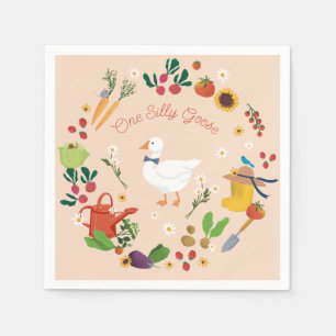 One Silly Goose Farmer Garden Theme Peach Napkins