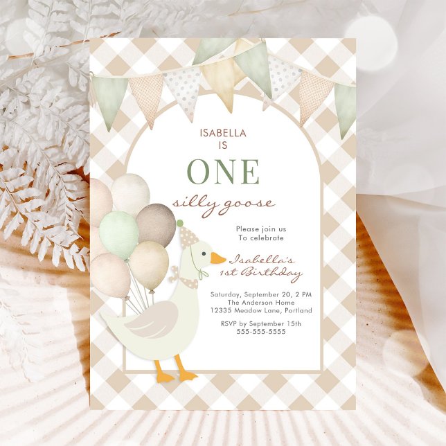 One Silly Goose First 1st Birthday Invitation (Creator Uploaded)