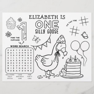 One Silly Goose First Birthday Activity Placemat