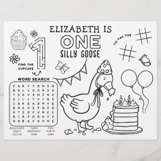 One Silly Goose First Birthday Activity Placemat