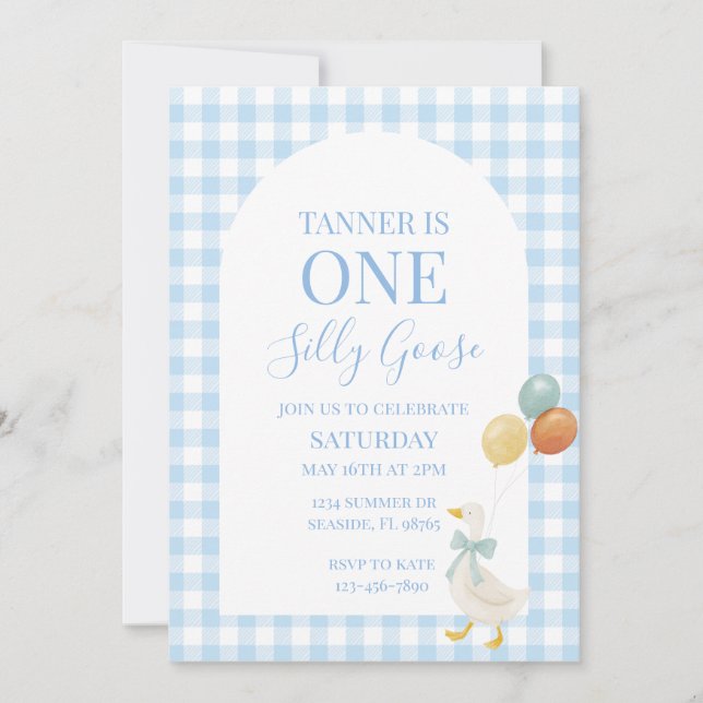 One Silly Goose First Birthday Birthday Invitation (Front)