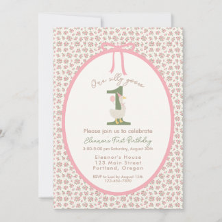 "One Silly Goose" First Birthday Invitation