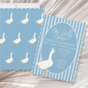 One Silly Goose First Birthday  Invitation