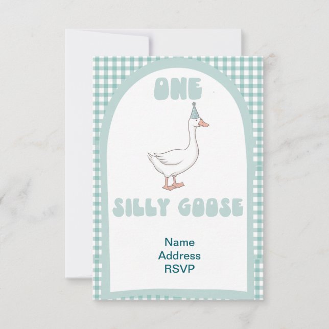 One silly goose first birthday invitation (Front)