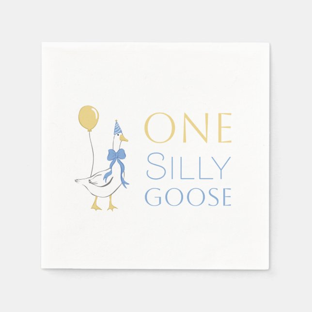 One Silly Goose First Birthday Napkin (Front)