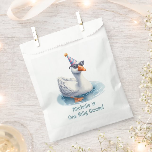"One Silly Goose" First Birthday Party Favor Bag (Clipped)