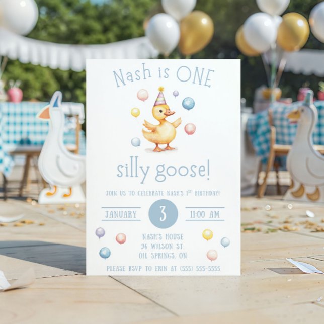 One Silly Goose, First Birthday Party Invitation (Creator Uploaded)
