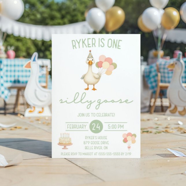 One Silly Goose, First Birthday Party Invitation (Creator Uploaded)