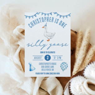 One Silly Goose, First Birthday Party Invitation