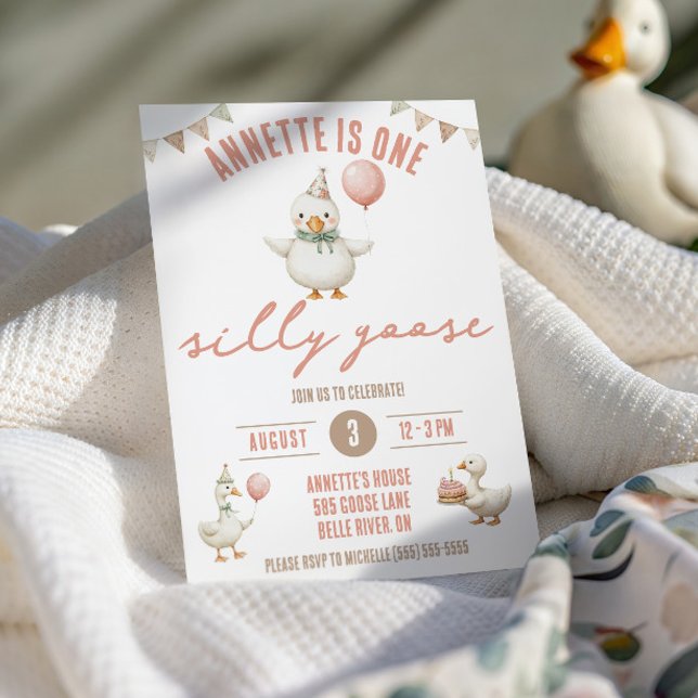 One Silly Goose, First Birthday Party Invitation (Creator Uploaded)
