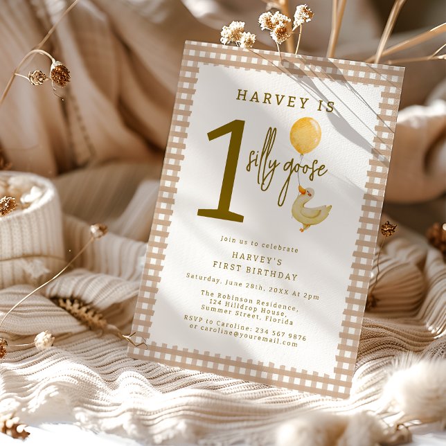 One Silly Goose First Birthday Party Invitation (Creator Uploaded)