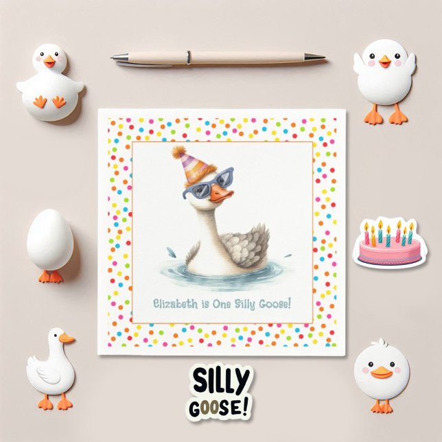 "One Silly Goose" First Birthday Party Napkins ("One Silly Goose" First Birthday Party Napkins)