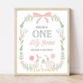 Vintage Pink Bow Floral Birthday Welcome Sign