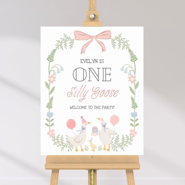 One Silly Goose Floral Pink Bow Welcome Sign (Creator Uploaded)