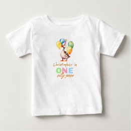 One Silly Goose Gender Neutral 1st Birthday Baby T-Shirt