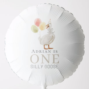 One Silly Goose Gender-neutral 1st Birthday Balloon