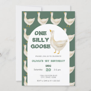 One Silly Goose Gender Neutral Birthday Invitation