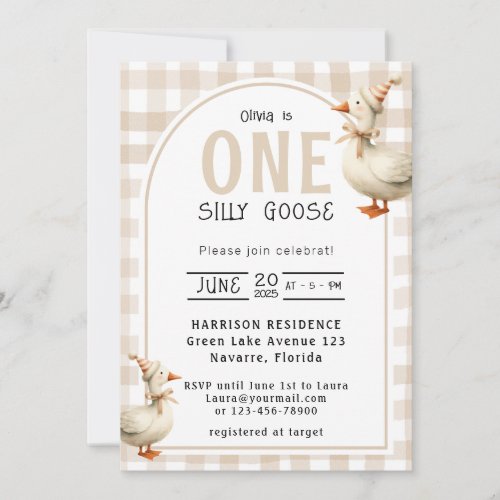 One Silly Goose Gender Neutral First Birthday Invitation