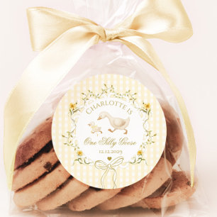 One Silly Goose Gender neutral Wildflower Classic Round Sticker